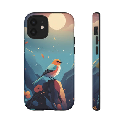 iPhone 12 Mini / Glossy Phone Case - Stylised Bird Design Phone Case