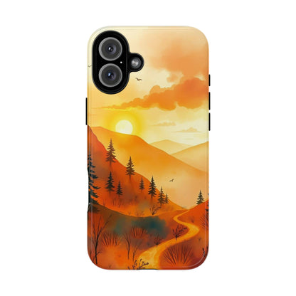 iPhone 16 Plus / Glossy Phone Case - Golden Sunset Design Phone Case