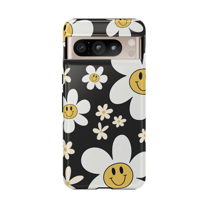 Fun Retro Daisy Pattern with Dark Grey Background Phone Case - Grey Phone Case - Google Pixel 8 Pro / Glossy
