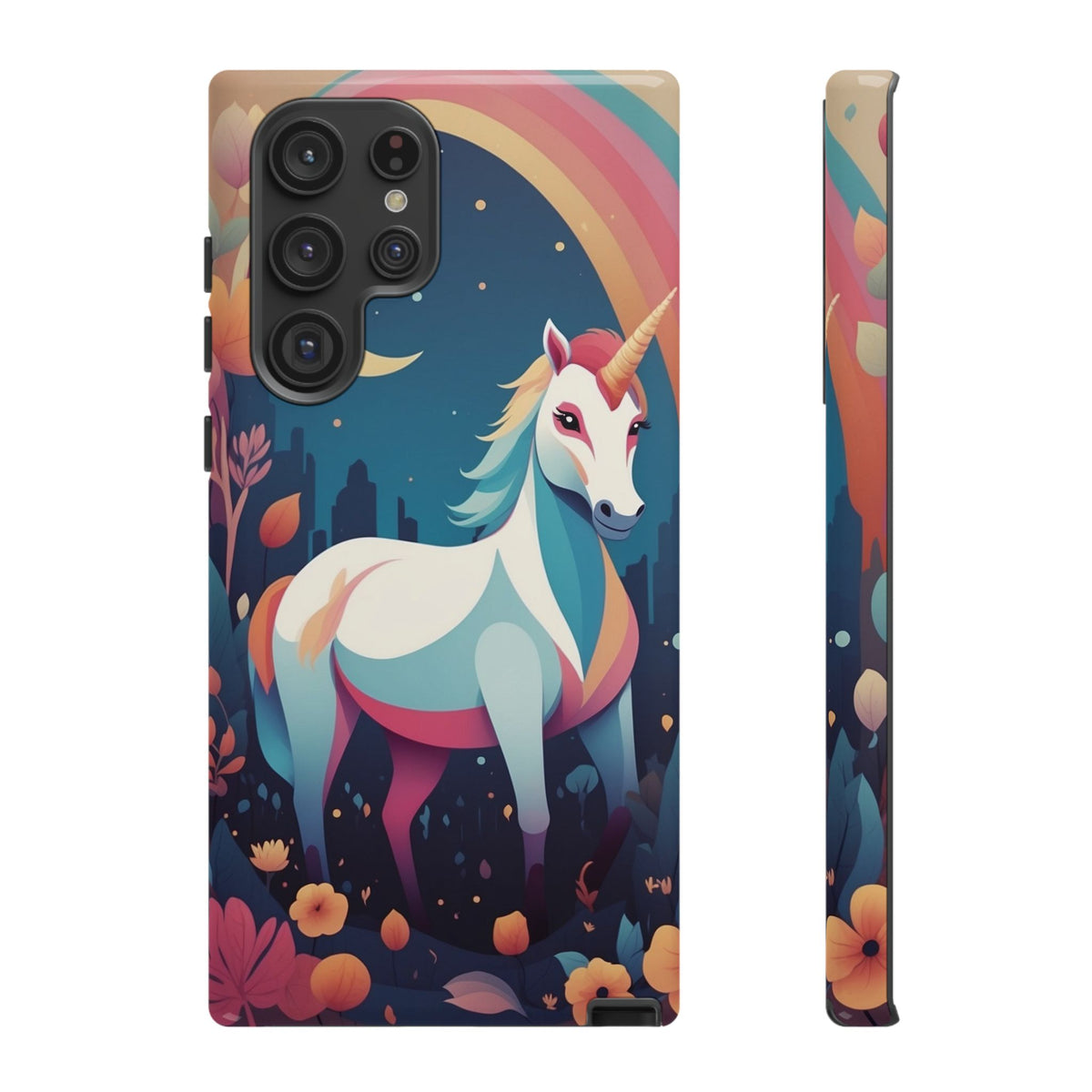 Stylised Unicorn & Rainbow Design Phone Case - Multicolor Phone Case - Samsung Galaxy S22 Ultra / Glossy