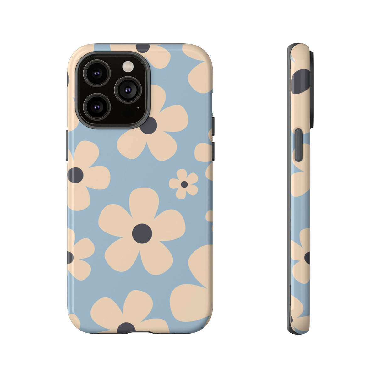 Cute Light Blue & Cream Daisy Pattern Phone Case - Blue Phone Case - iPhone 14 Pro Max / Glossy