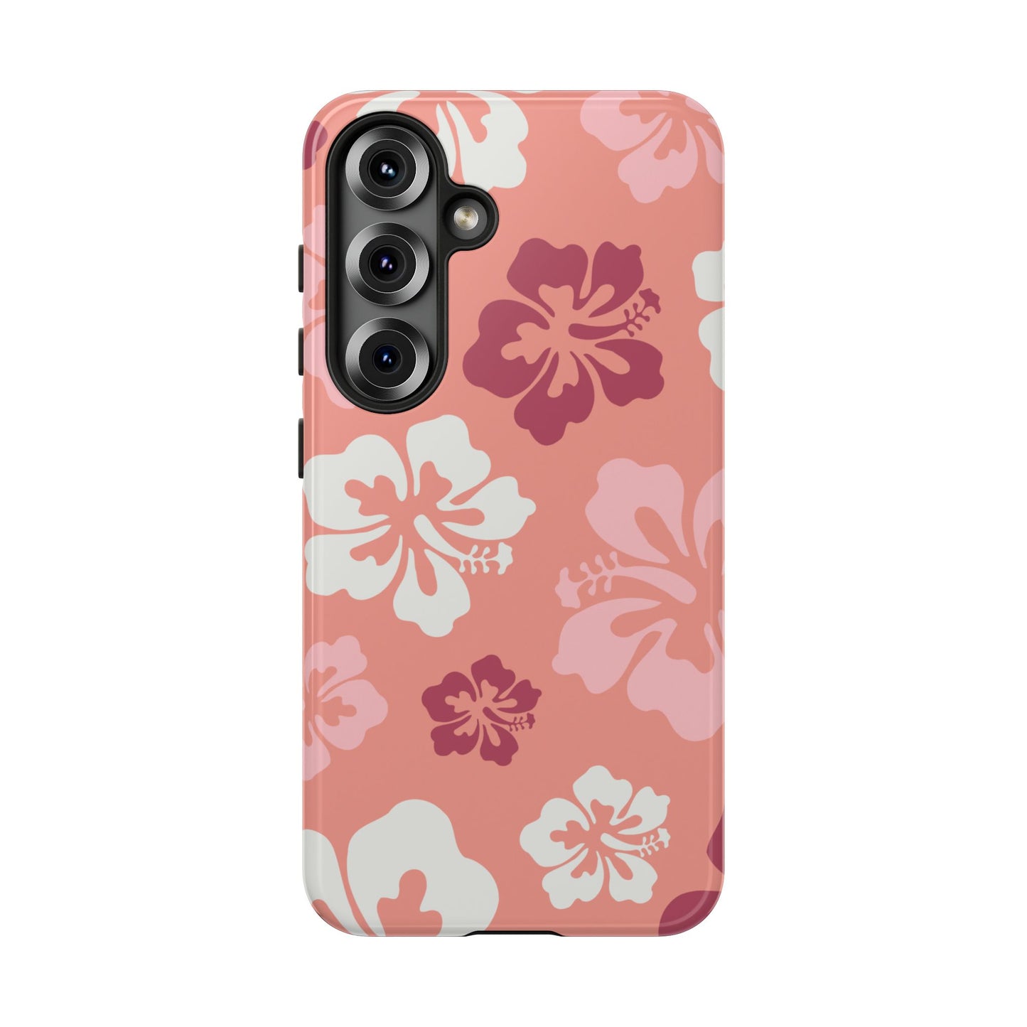 Samsung Galaxy S25 / Glossy Phone Case - ’Pink Hibiscus Retro Pattern #3’ Phone Case
