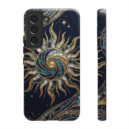Elegant Navy & Gold Solar Spiral Phone Case