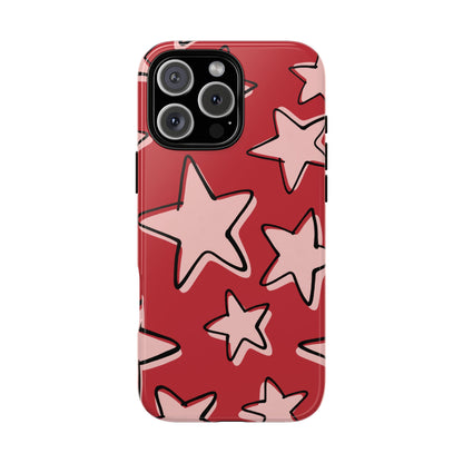 Cherry Red Doodle Star Phone Case