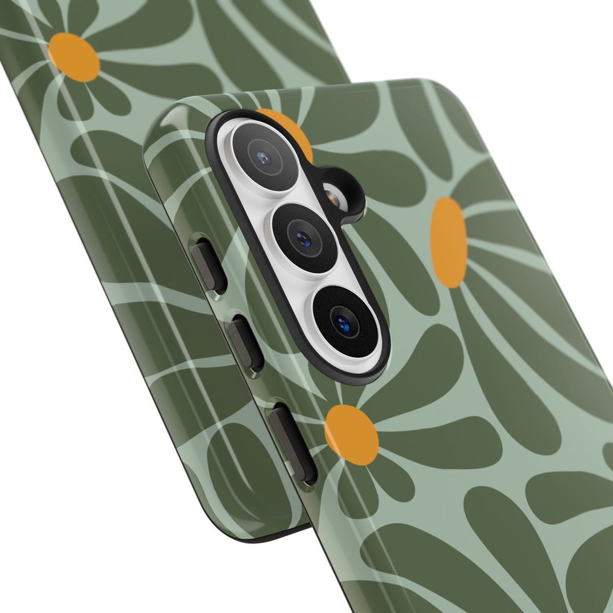 Retro Green Daisy Pattern Phone Case - Green Phone Case