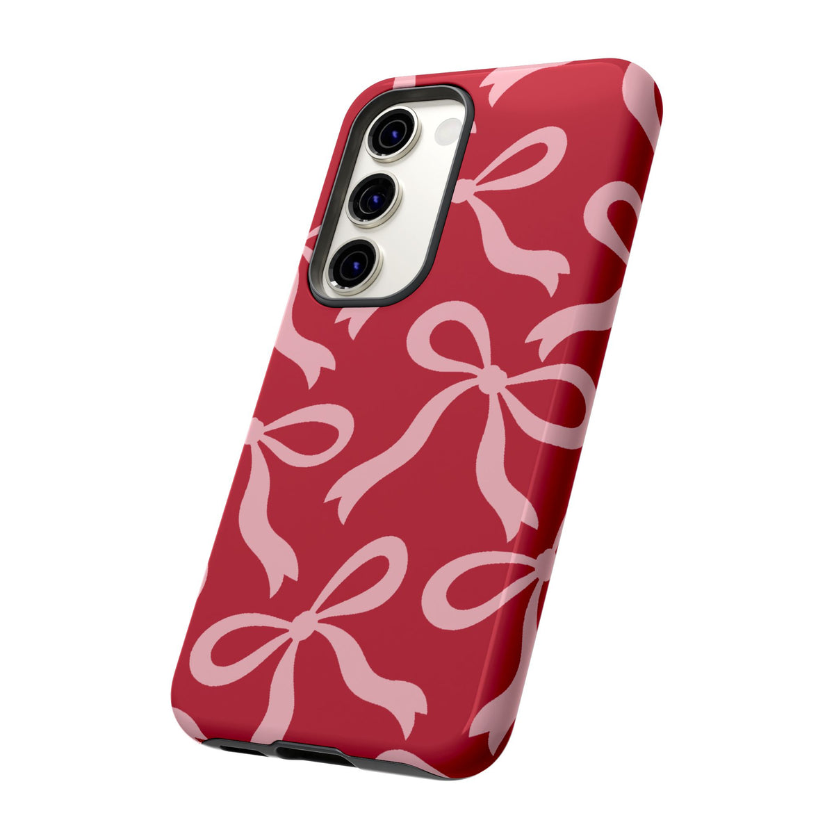 Bold Raspberry Red and Blush Pink Bow Pattern Phone Case - Red Phone Case