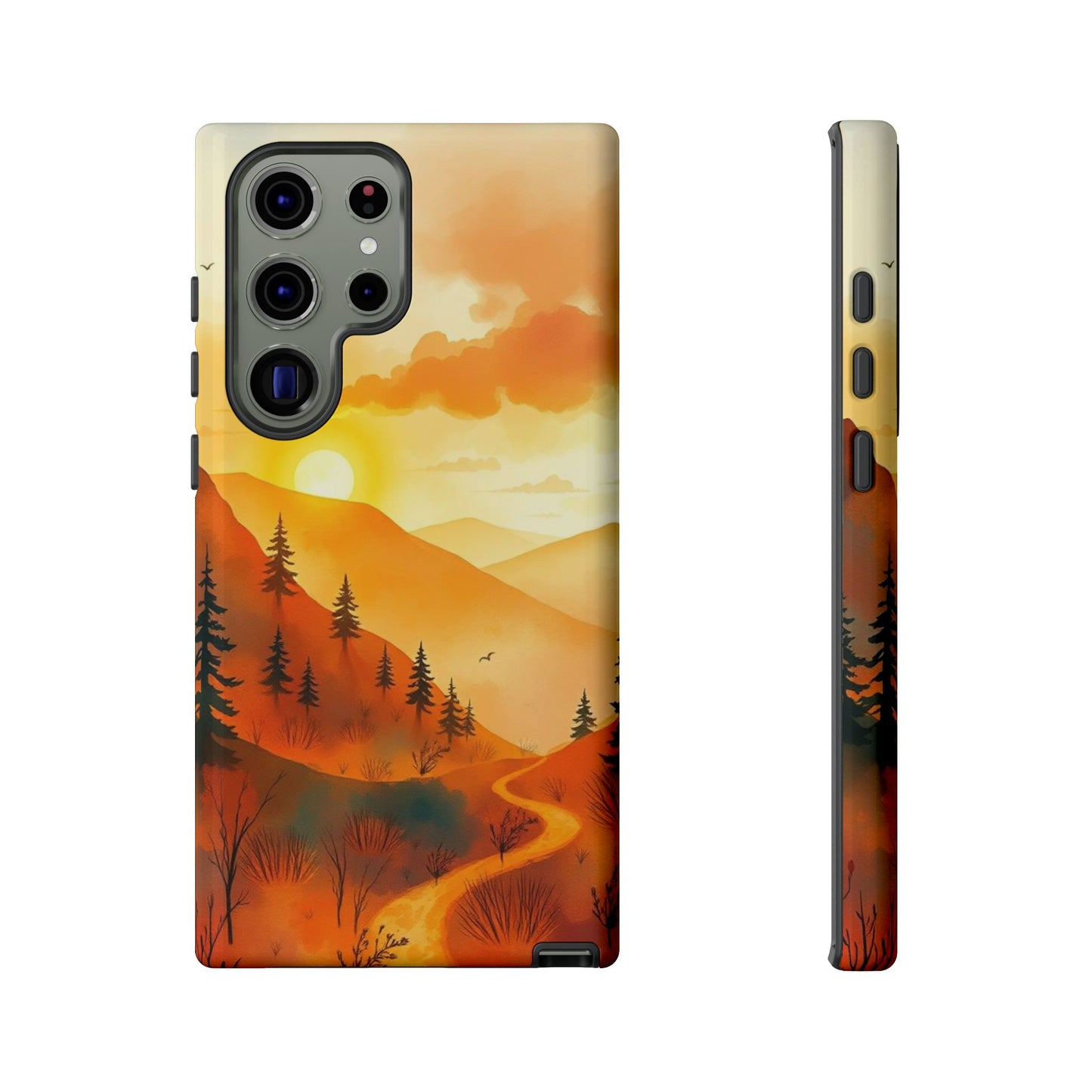 Samsung Galaxy S23 Ultra / Glossy Phone Case - Golden Sunset Design Phone Case