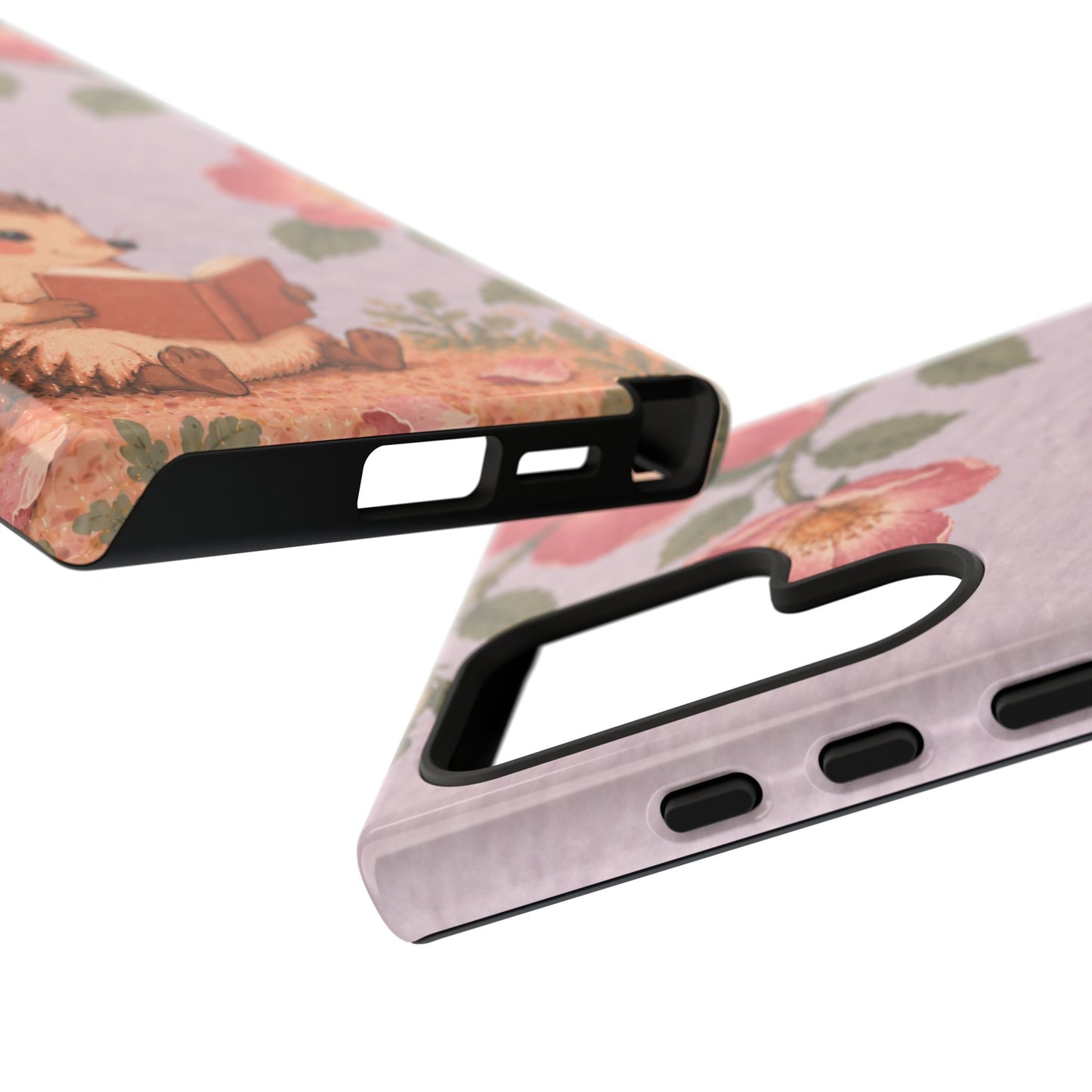 Whimsical Lilac Hedgehog and Wild Rose Phone Case - Purple Phone Case