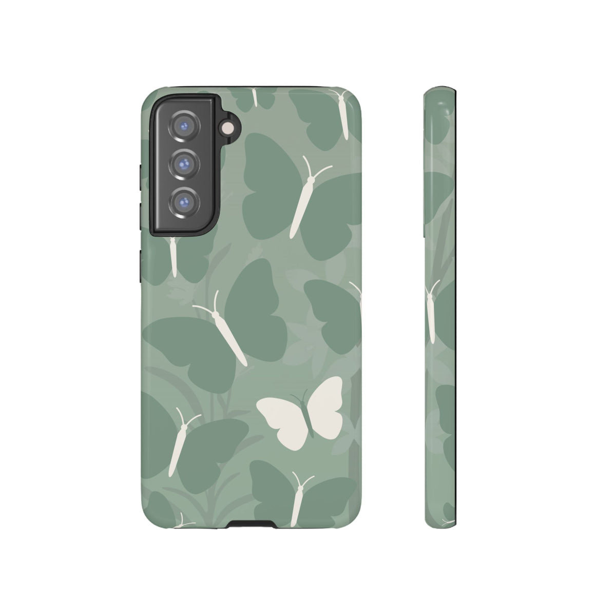 Minimalist Mint Green Butterfly Pattern Phone Case - Green Phone Case - Samsung Galaxy S21 FE / Glossy