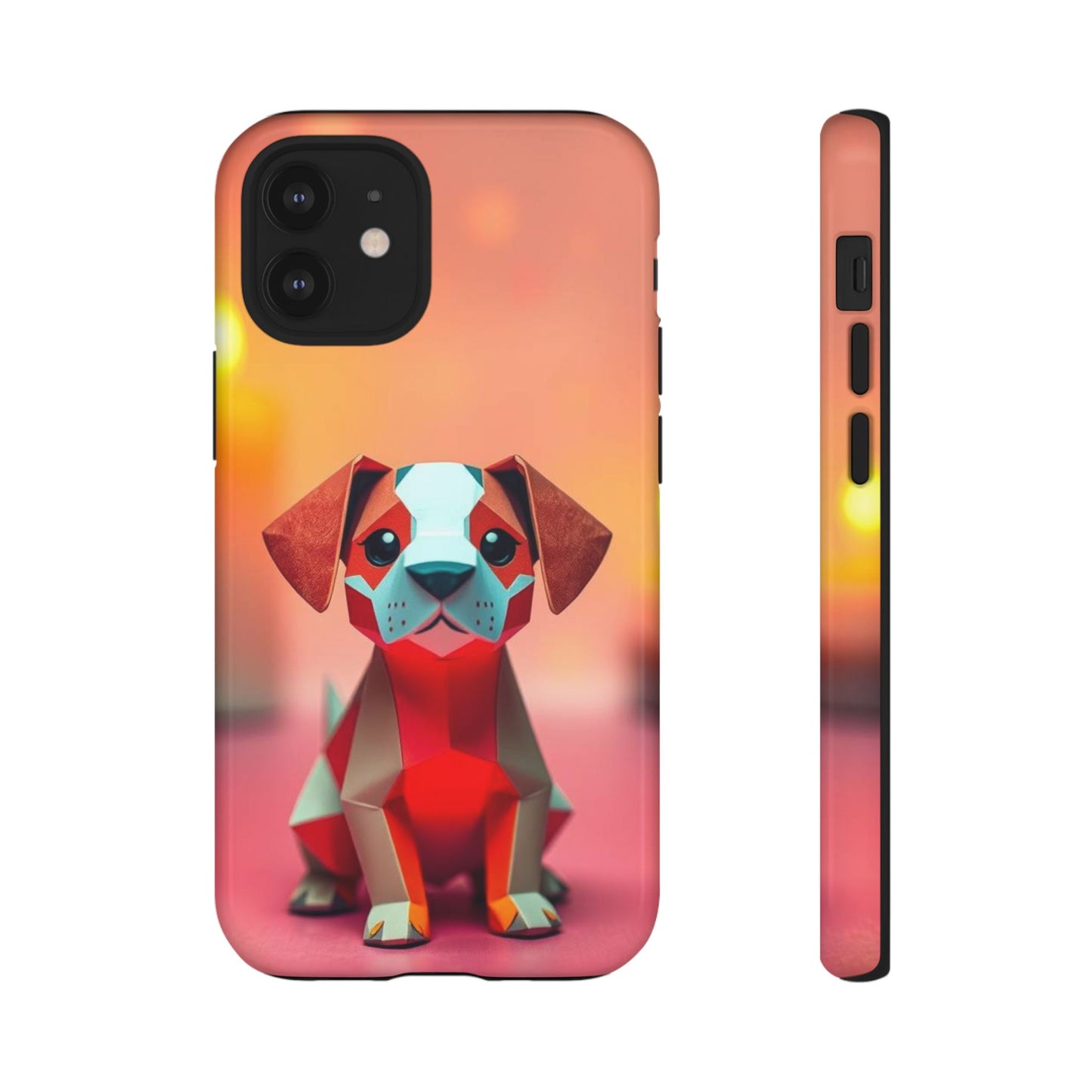 iPhone 12 Mini / Glossy Phone Case - Origami Dog Design Phone Case