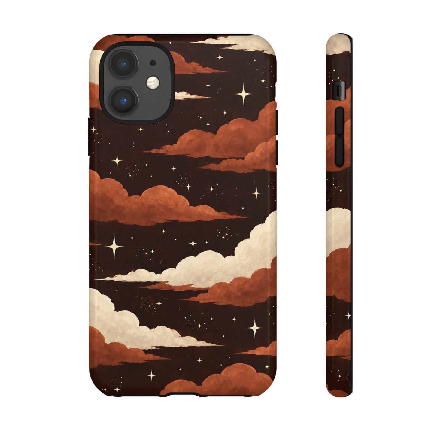 Illustrated Burnt Orange Clouds & Stars Phone Case