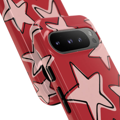 Cherry Red Doodle Star Phone Case