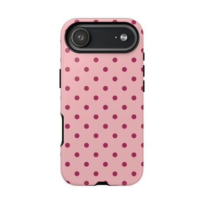 Pink with Red Dot Pattern Phone Case