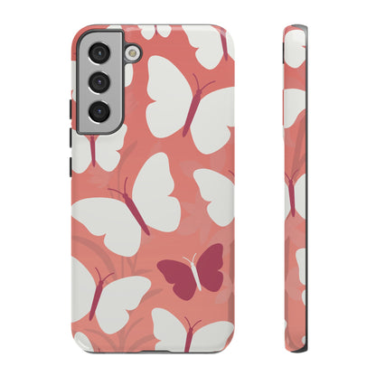 Samsung Galaxy S22 Plus / Glossy Phone Case - Minimalist Pink Butterfly Pattern Phone Case