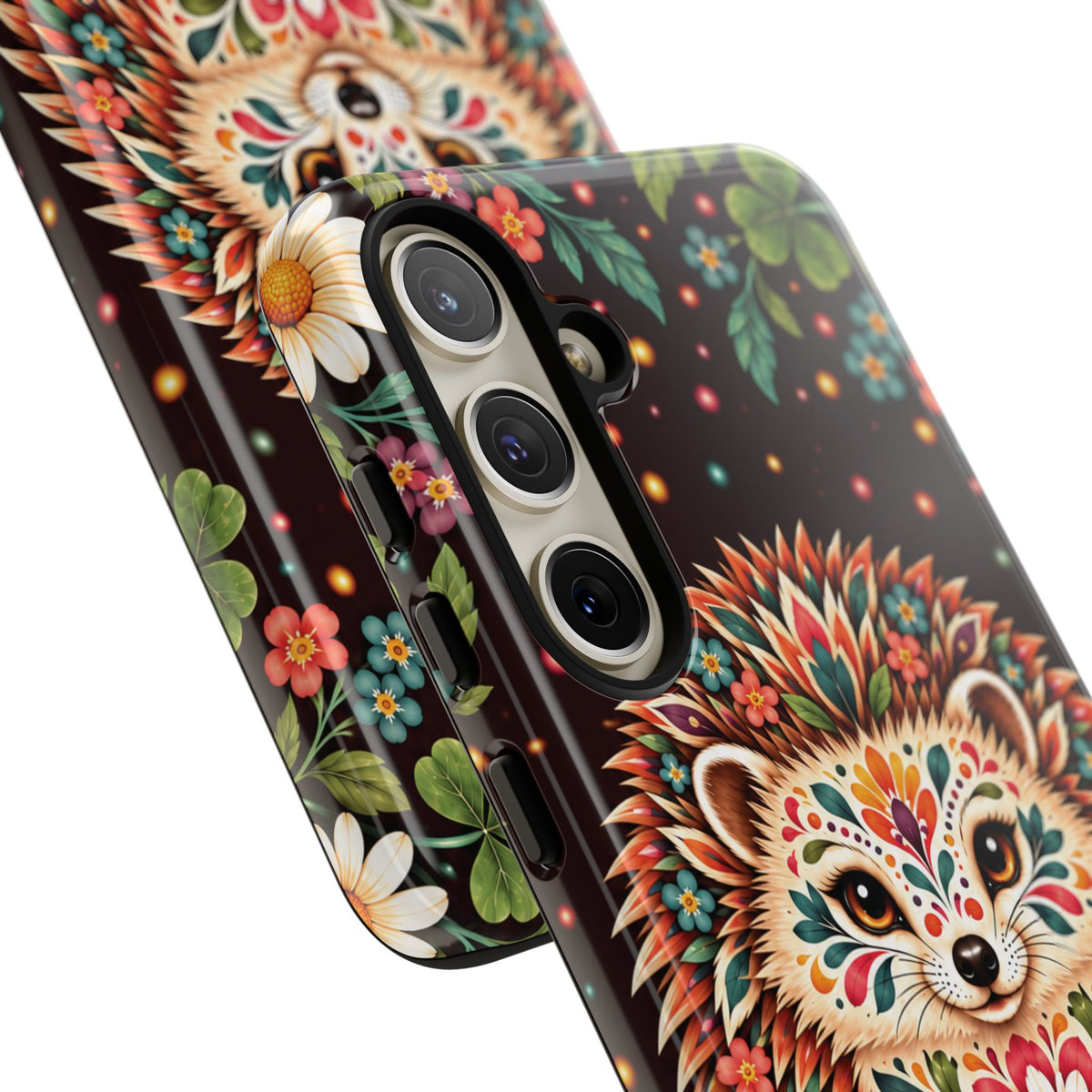 Vibrant Terracotta and Teal Calavera Hedgehog Phone Case - Multicolor Phone Case