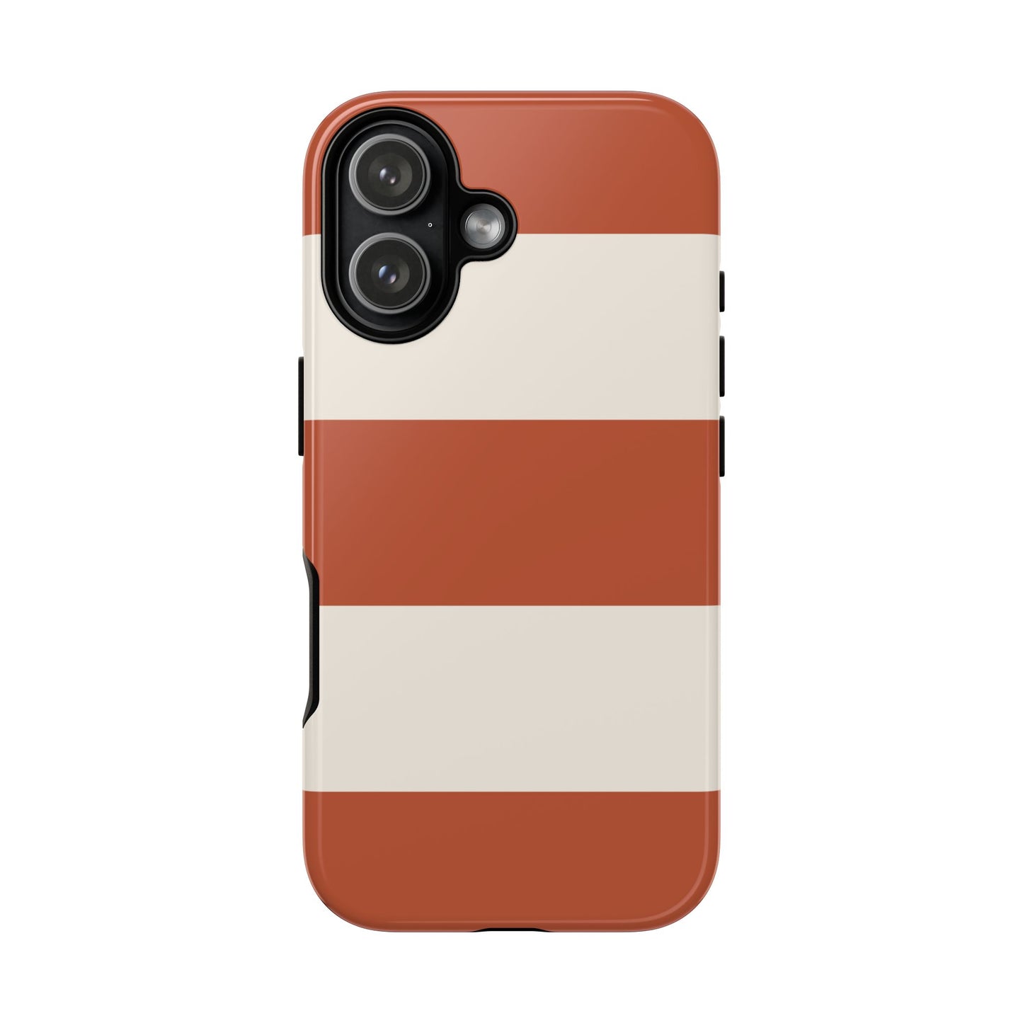 iPhone 17 / Glossy Phone Case - Terracotta Horizontal Stripe Pattern Phone Case