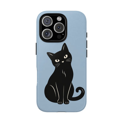 Minimalist Powder Blue & Black Cat Phone Case