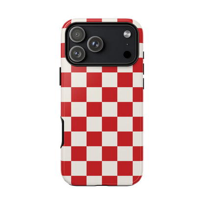 Red Checked Pattern Phone Case - Red Phone Case - iPhone 18 Pro Max / Glossy