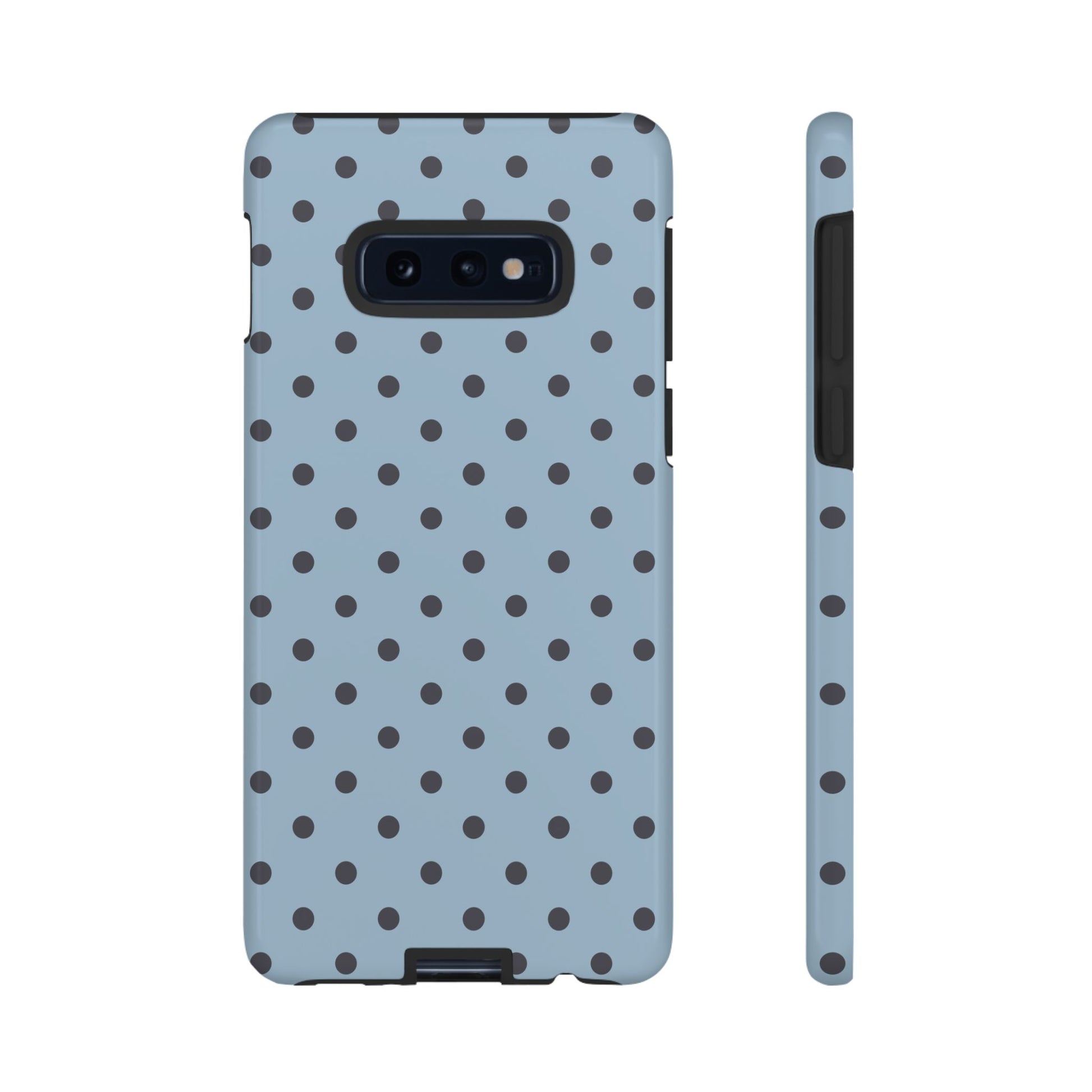 Samsung Galaxy S10E / Glossy Phone Case - Light Blue with Dark Blue Dot Pattern Phone Case