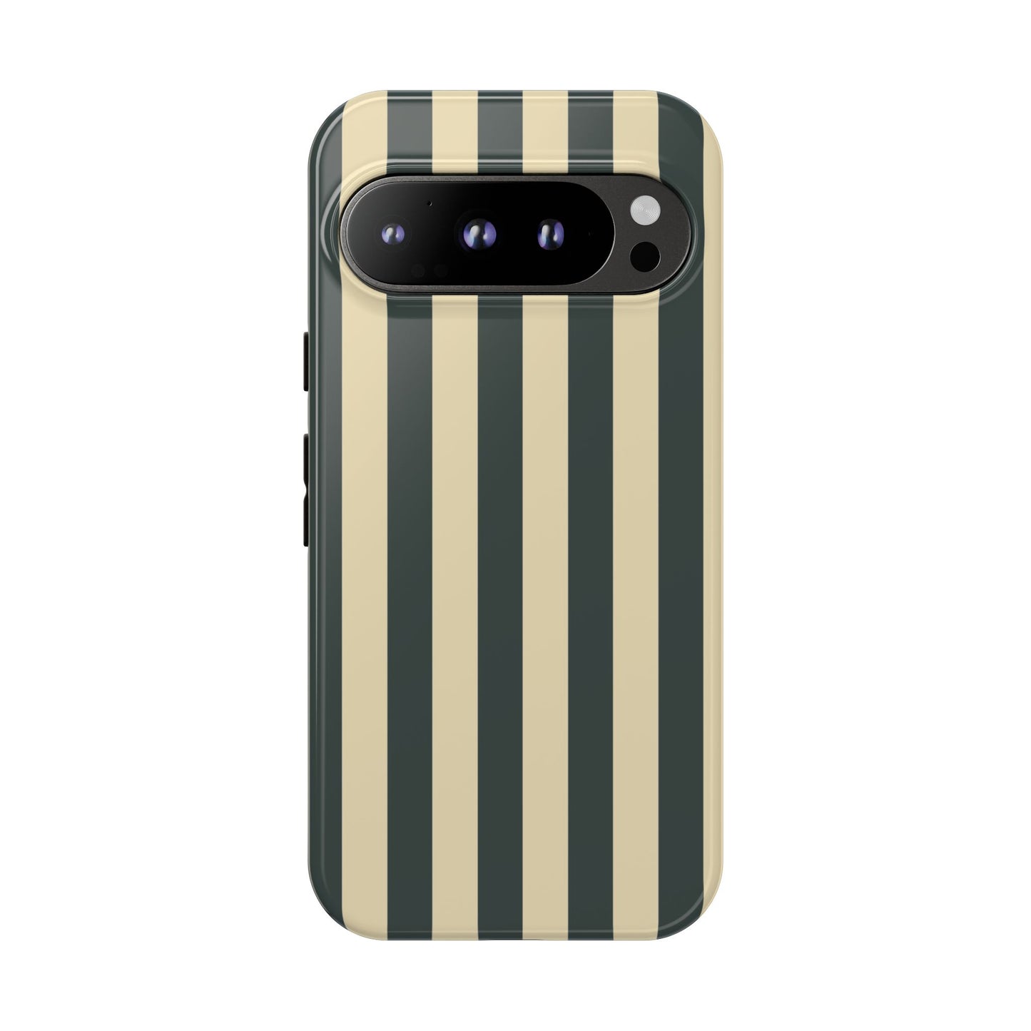 Google Pixel 9 Pro / Glossy Phone Case - ’Green & Beige Stripe Pattern’ Phone Case