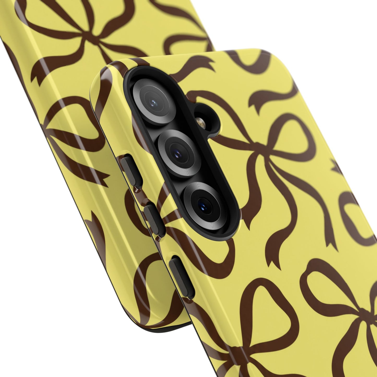 Bold Butter Yellow and Chocolate Brown Bow Pattern Phone Case