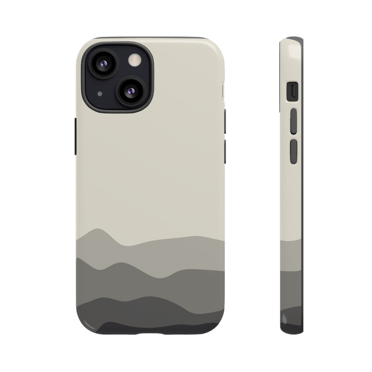 Ivory Abstract Waves Protective Phone Case - White Phone Case - iPhone 13 Mini / Glossy