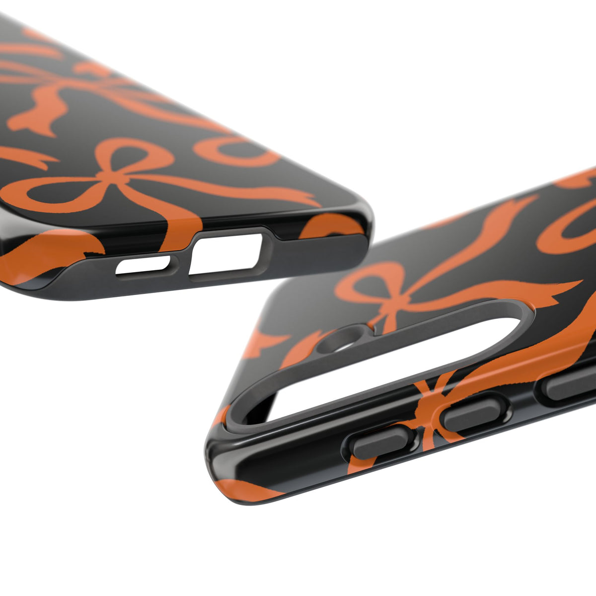 Bold Black and Burnt Orange Bow Pattern Phone Case - Black Phone Case