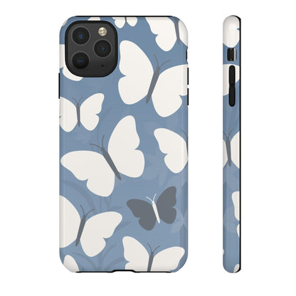 iPhone 11 Pro Max / Glossy Phone Case - Minimalist Light Blue Butterfly Pattern Phone Case