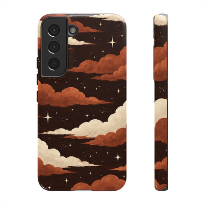 Illustrated Burnt Orange Clouds & Stars Phone Case
