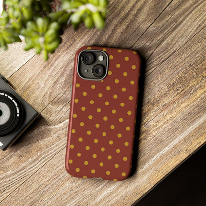 Trendy Brown & Mustard Dot Pattern Phone Case - Brown Phone Case