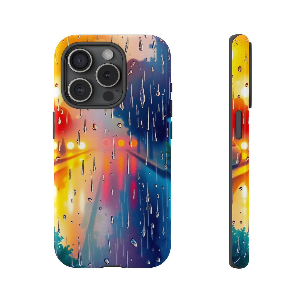 Electric Rain Watercolour Design Phone Case - Multicolor Phone Case - iPhone 15 Pro / Glossy
