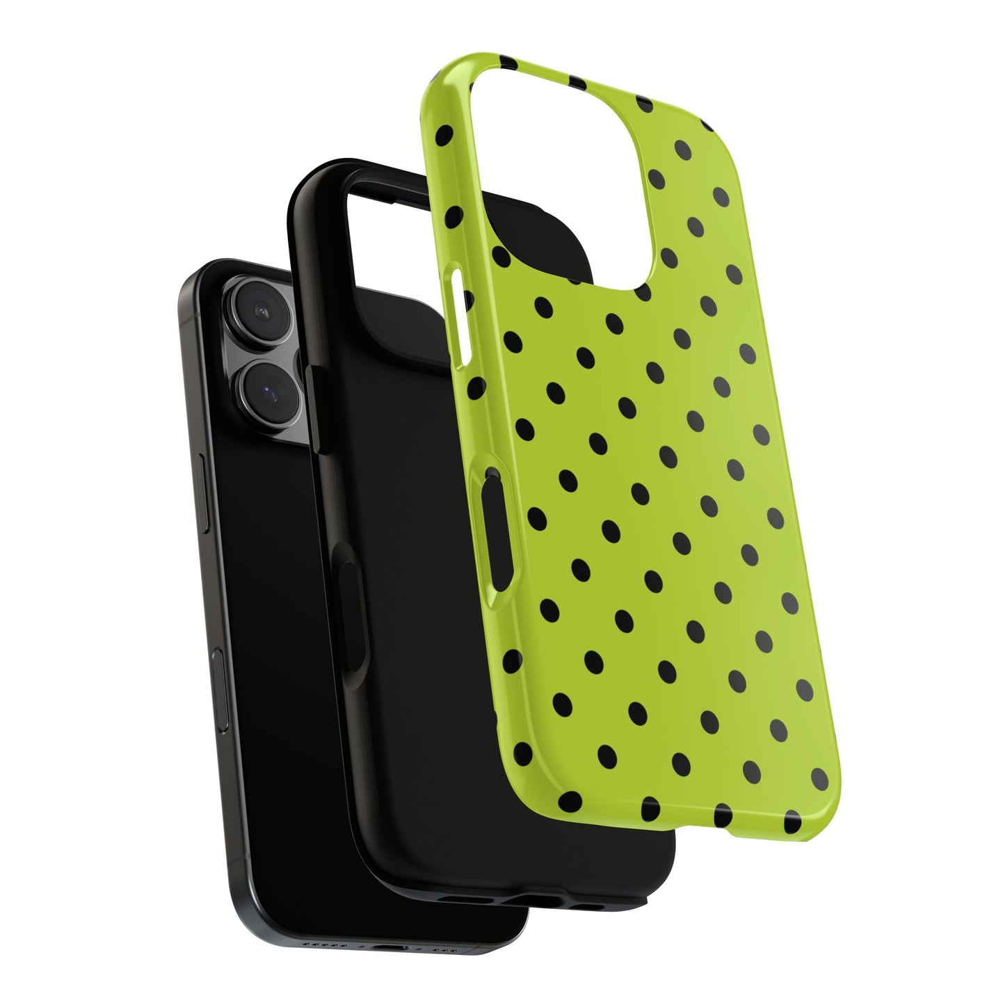 Trendy Neon Lime Green & Black Dot Pattern Phone Case