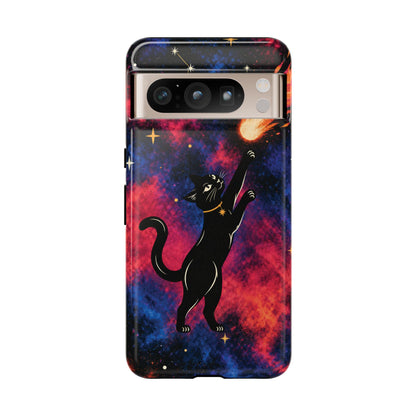 Whimsical Multicolour Celestial Black Cat Phone Case