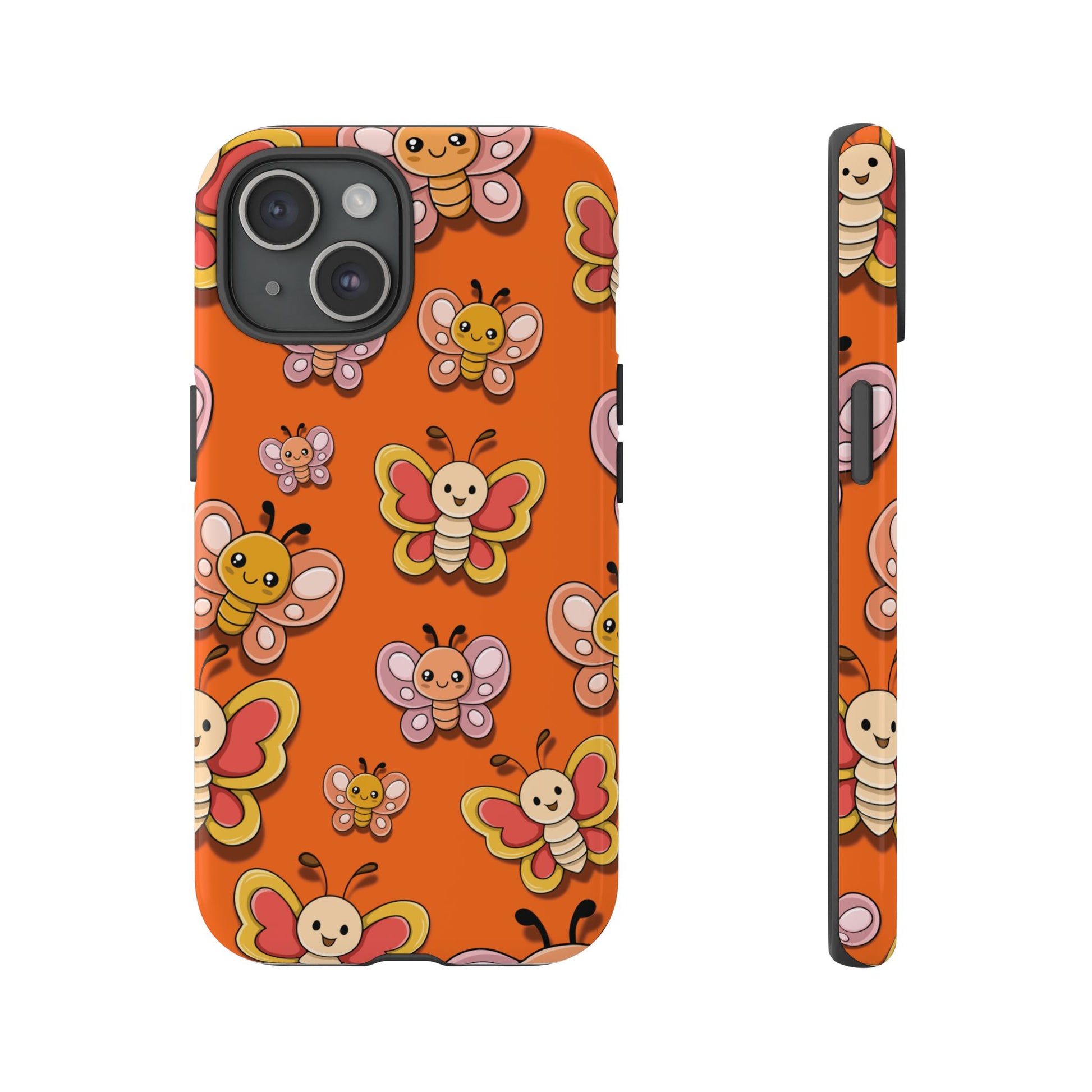 Orange Butterfly Sticker Design Phone Case - Orange Phone Case - iPhone 15 / Glossy