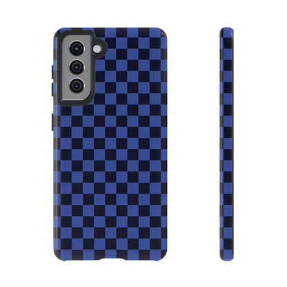 Bold Blue Small Checked Pattern Phone Case - Blue Phone Case - Samsung Galaxy S21 / Glossy