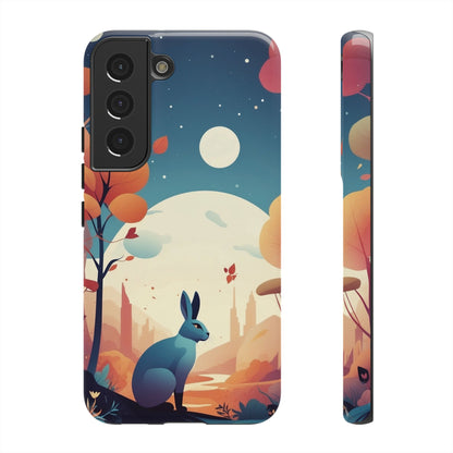 Samsung Galaxy S22 / Glossy Phone Case - Stylised Blue Hare Design Phone Case