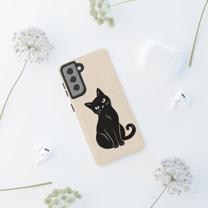 Minimalist Cream & Black Cat Phone Case