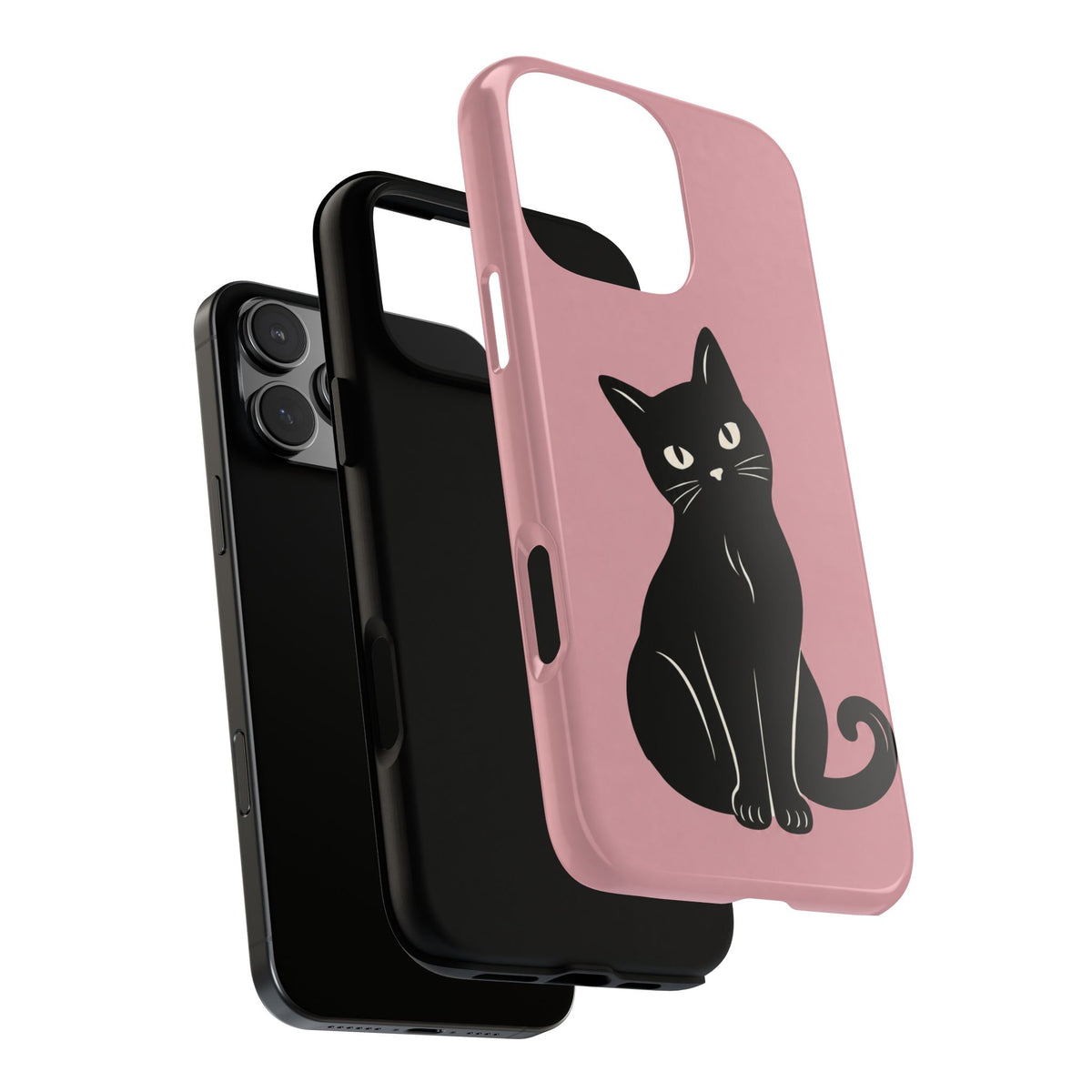Minimalist Blush Pink & Black Cat Phone Case
