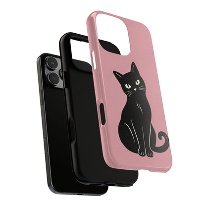 Minimalist Blush Pink & Black Cat Phone Case