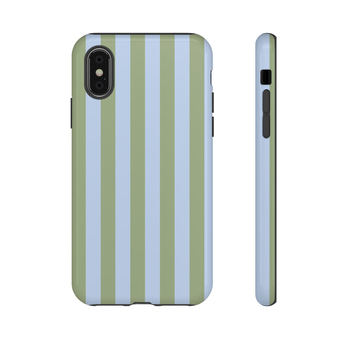 Trendy Ice Blue & Green Stripe Pattern Phone Case - Blue Phone Case - iPhone XS / Glossy
