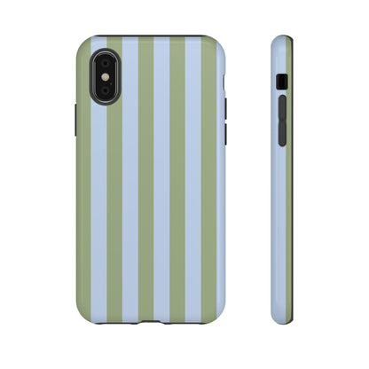 Trendy Ice Blue & Green Stripe Pattern Phone Case - Blue Phone Case - iPhone XS / Glossy