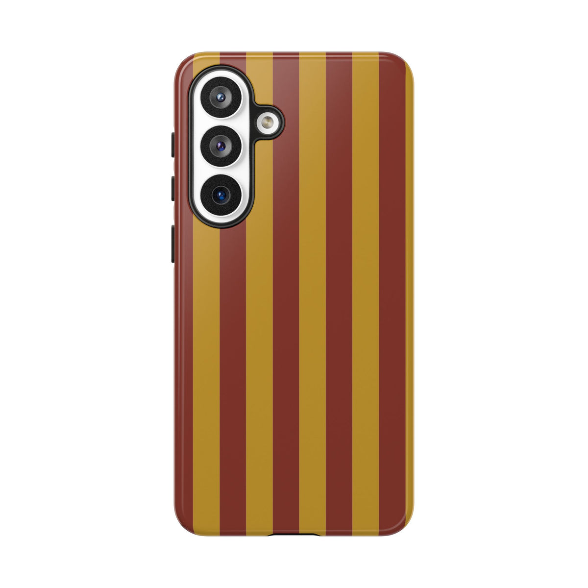 Trendy Mustard & Burgandy Stripe Pattern Phone Case - Brown Phone Case - Samsung Galaxy S26 Plus / Glossy