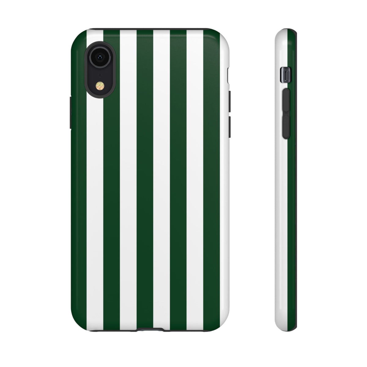 Simple Dark Green & White Stripe Pattern Phone Case - Green Phone Case - iPhone XR / Glossy