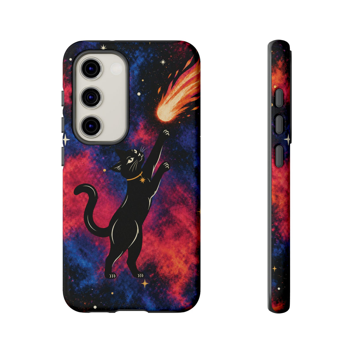Whimsical Multicolour Celestial Black Cat Phone Case