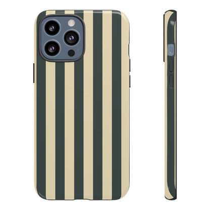 iPhone 13 Pro Max / Glossy Phone Case - ’Green & Beige Stripe Pattern’ Phone Case