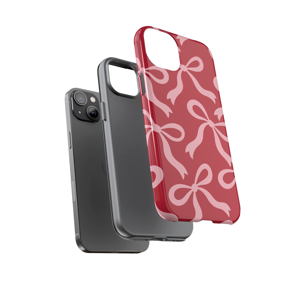 Bold Raspberry Red and Blush Pink Bow Pattern Phone Case - Red Phone Case