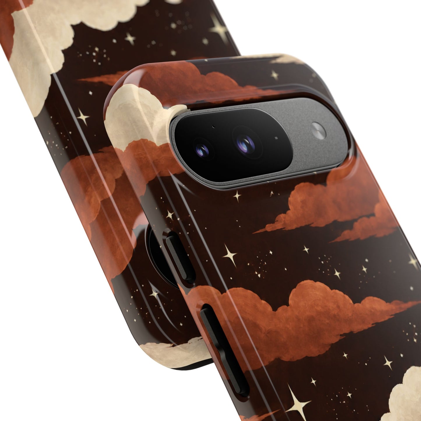 Illustrated Burnt Orange Clouds & Stars Phone Case