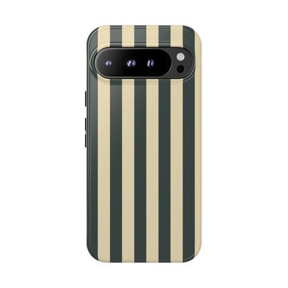 Google Pixel 9 Pro XL / Glossy Phone Case - ’Green & Beige Stripe Pattern’ Phone Case