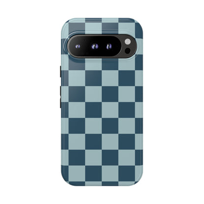 Blue Checked Pattern Phone Case - Blue Phone Case - Google Pixel 9 Pro / Glossy