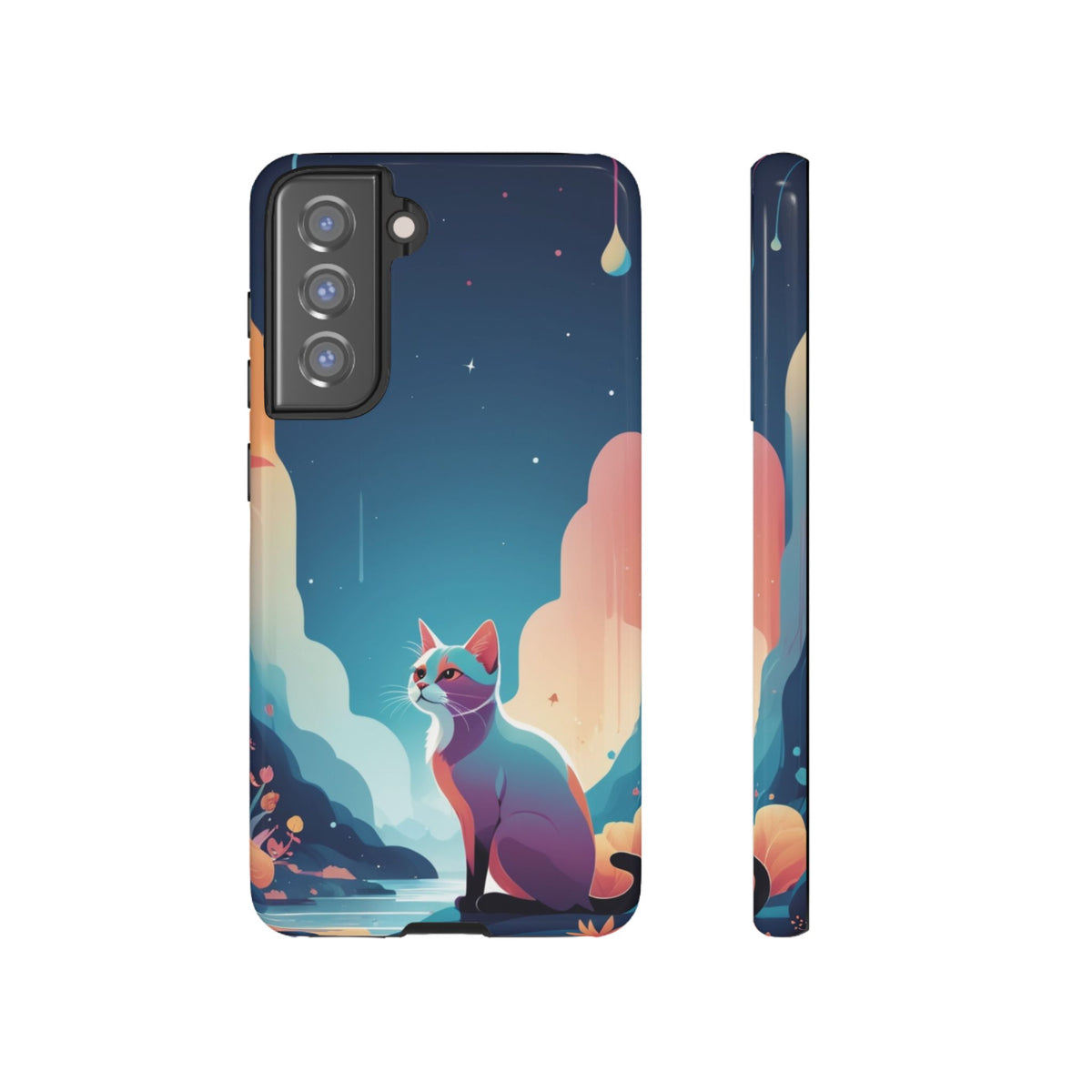 Stylised Cat Design Phone Case - Multicolor Phone Case - Samsung Galaxy S21 FE / Glossy